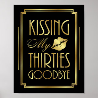 Art Deco KISSIEREN MEINE DREI JAHRE GOODBYE Sign P Poster
