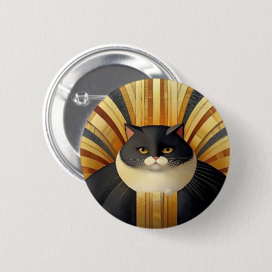 Art Deco Kitty Button (Vorne & Hinten)