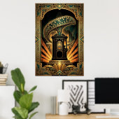 Art Deco Klappe Cyborg Silhouette Kunst Poster (Heimbüro)