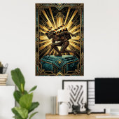 Art Deco Klappe Cyborg Silhouette Kunst Poster (Heimbüro)