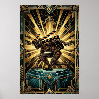 Art Deco Klappe Cyborg Silhouette Kunst Poster