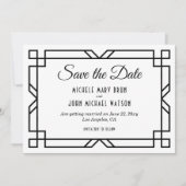 Art Deco Klassik Custom Elegante Schwarz-weiße Hoc Save The Date (Vorderseite)