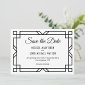 Art Deco Klassik Custom Elegante Schwarz-weiße Hoc Save The Date (Stehend Vorderseite)