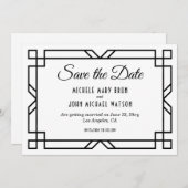 Art Deco Klassik Custom Elegante Schwarz-weiße Hoc Save The Date (Vorne/Hinten)