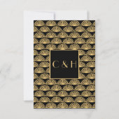 Art Deco Klassische Black Gold Hochzeit Save The Date (Rückseite)