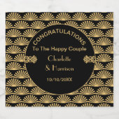 Art Deco Klassische Black Gold Hochzeit Schaumweinetikett (Einzelnes Label)