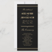 Art Deco Klassische schwarze Hochzeitsprogrammkart (Vorderseite)