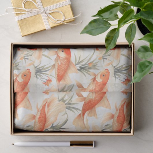 Art Deco Koi Fish Decoupage Seidenpapier (Geschenk)