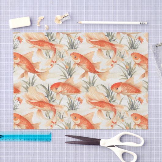 Art Deco Koi Fish Decoupage Seidenpapier (Handwerk)