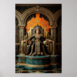 Art Deco Königinnenthron Vergoldeter Palast Gold Poster