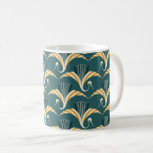 Art Deco Kran - blauer Hintergrund Kaffeetasse (VorderseiteRechts)