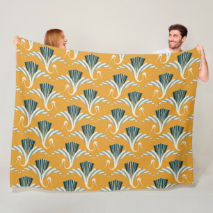 Art Deco Kran - gelber Hintergrund Fleecedecke
