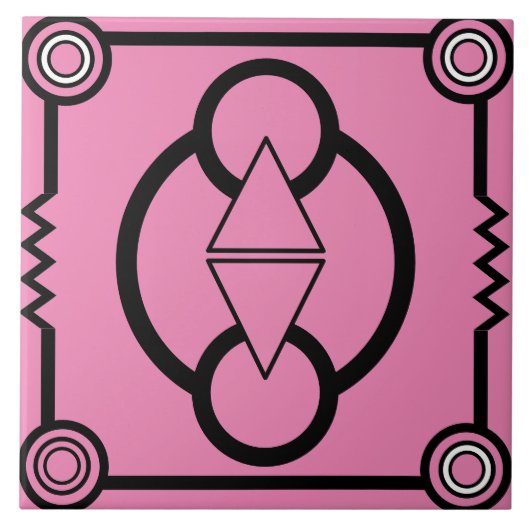 Art-Deco-Kreise und Dreiecke und Farbtafeln Fliese (Vorderseite)