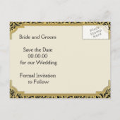 Art Deco Kronleuchter Hochzeit Sichern Sie das Dat Ankündigungspostkarte (Rückseite)