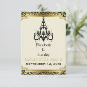 Art Deco Kronleuchter Hochzeit Sichern Sie das Dat Save The Date (Stehend Vorderseite)