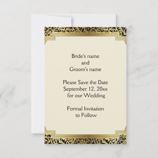 Art Deco Kronleuchter Hochzeit Sichern Sie das Dat Save The Date (Rückseite)