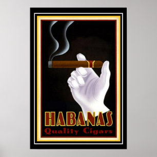 Art Deco Kuban "Habanas" Zigarre Ad 13 x 19 Poster