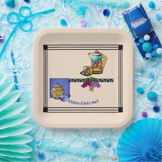 Art Deco Küche Bistro Personalisiert Pappteller (Party)