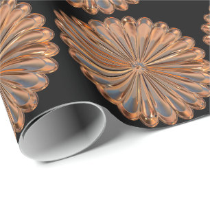 Art Deco Kupfer- und schwarzes Fanschalendesign Geschenkpapier