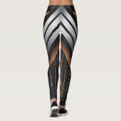 Art Deco Kupfer- und Silber geometrisches Design Leggings (Rückseite)