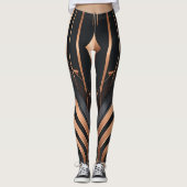 Art Deco Kupfer- und Silber geometrisches Design Leggings (Vorderseite)
