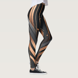 Art Deco Kupfer- und Silber geometrisches Design Leggings