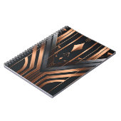 Art Deco Kupfer- und Silber geometrisches Design Notizblock (Linke Seite)