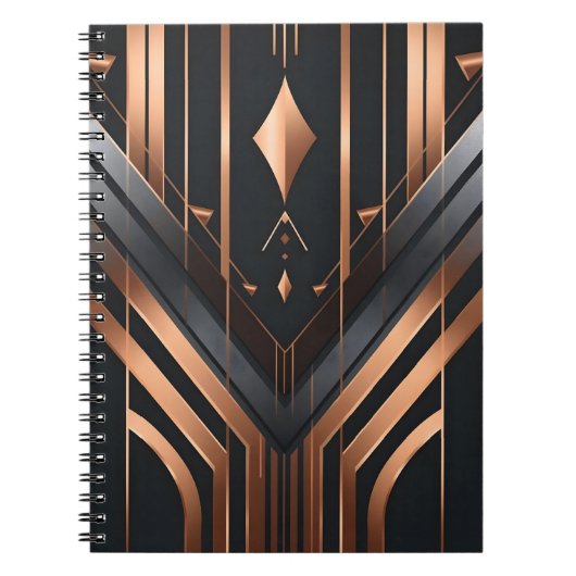 Art Deco Kupfer- und Silber geometrisches Design Notizblock (Vorderseite)