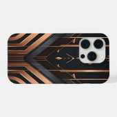 Art Deco Kupfer- und Silbergeometrie-Design iPhone Hülle (Rückseite (Horizontal))