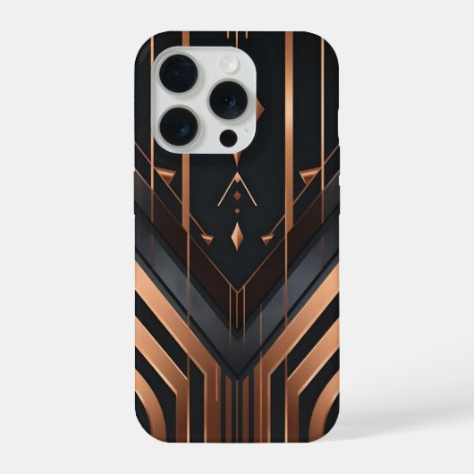 Art Deco Kupfer- und Silbergeometrie-Design iPhone Hülle (Rückseite)