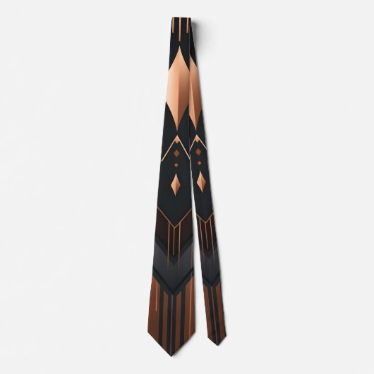 Art Deco Kupfer- und Silbergeometrie-Design Krawatte (Vorderseite)
