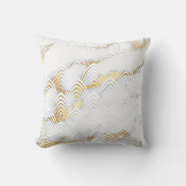 Art Deco Kupfertopf Weißer Graue Glitzer Marmor Kissen