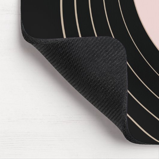 Art-Deco-Kurven in Schwarz und Rosa mit Monogramm Mousepad (Ecke)