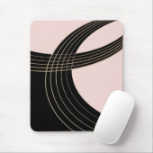 Art-Deco-Kurven in Schwarz und Rosa mit Monogramm Mousepad (Mit Mouse)