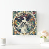 Art Deco Lady AI Design Assisted Wall Clock Quadratische Wanduhr (Zuhause)