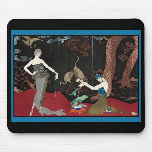Art Deco Lady and Storks Mousepad (Vorne)