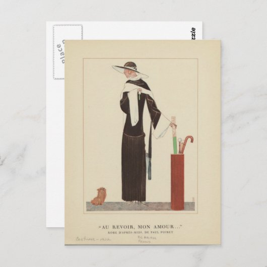 Art Déco Lady aus den 1920er Jahren ~ Au Revoir Mo Postkarte (Vorne/Hinten)