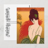 Art Deco Lady - BIANCA: Antiker Herbst Postkarte (Vorne/Hinten)