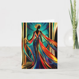 Art Deco Lady Blank Card Feiertagskarte