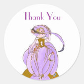 ART DECO LADY CLASSIC ROUND STICKER (Vorderseite)