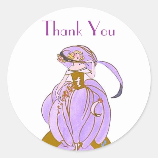 ART DECO LADY CLASSIC ROUND STICKER (Vorderseite)