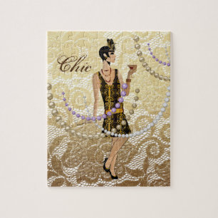 Art Deco Lady Gold Lace Puzzle