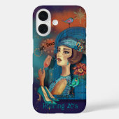 Art Deco Lady in Blue Dress Case-Mate iPhone Hülle (Rückseite)