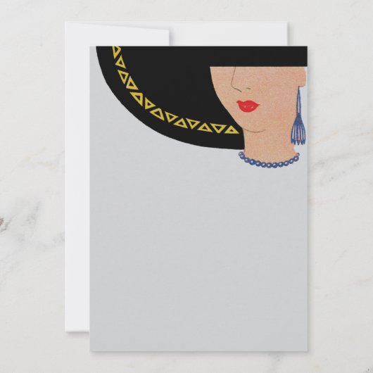 Art Deco Lady in Hat Party Einladung (Rückseite)