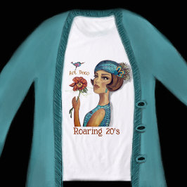 Art Deco Lady mit Blume weiß Tri-Blend Shirt