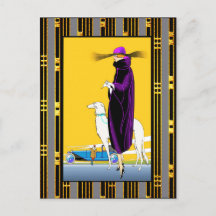 Art Deco Lady mit Hund