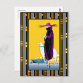 Art Deco Lady mit Hund Postkarte (Vorne/Hinten)
