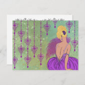 Art Deco Lady mit Juwelen - BIANCA: Spring Lilac Postkarte (Vorne/Hinten)