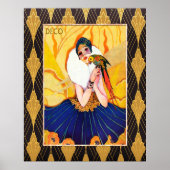 Art Deco Lady mit Parrot Poster (Vorne)