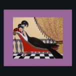 ART DECO LADY ON A LOUNGE POSTER<br><div class="desc">Original acrylic painting by Dian... ... ... .A charming,  whimsical and vintage Art Deco painting of a lady reclining on a lounge. This decorative painting would look good anywhere you place it in your home or office. A great gift item also!</div>